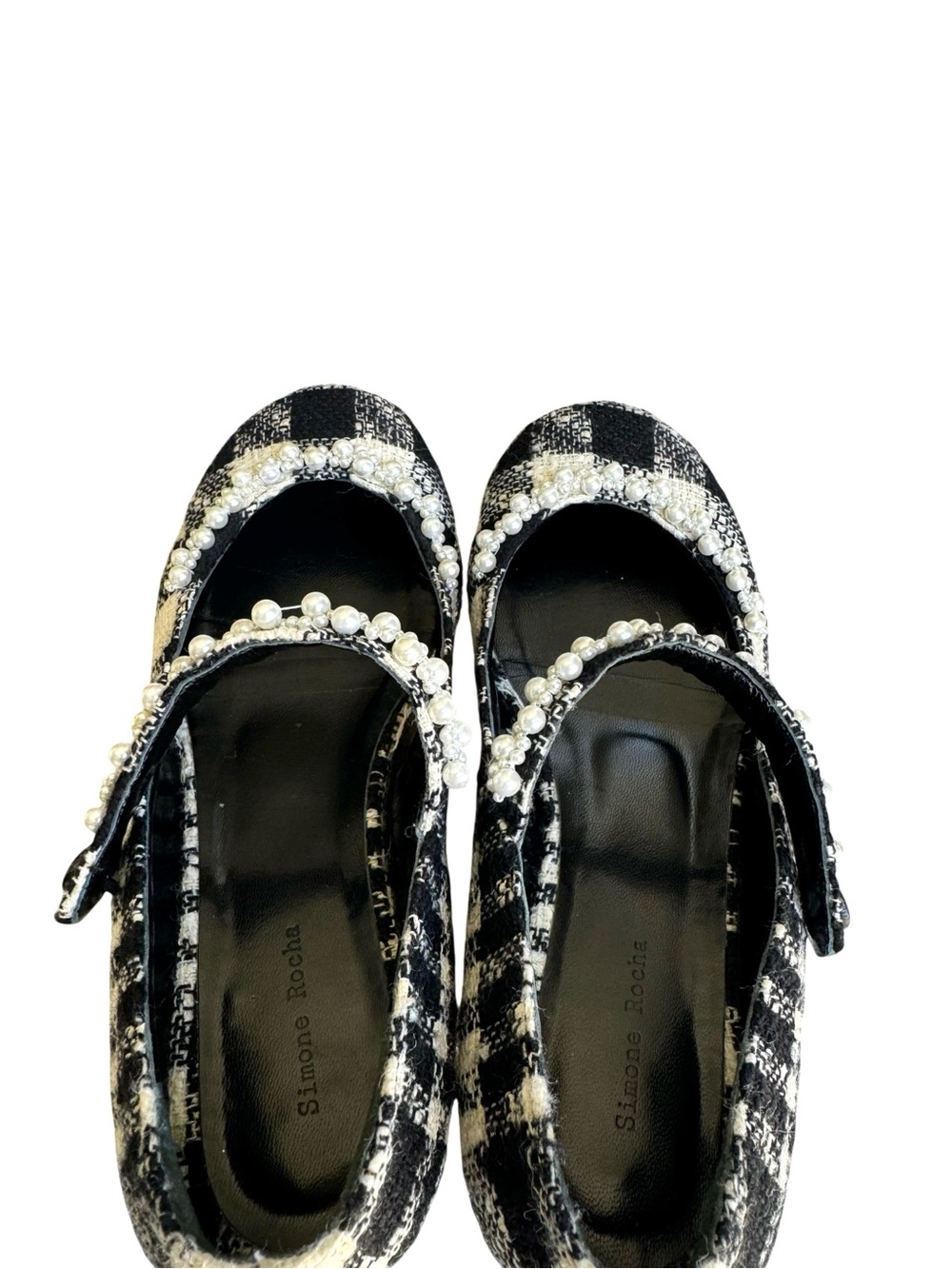 Simone Rocha Mary Jane Tweed Pearl Flats - Picture 11 of 15